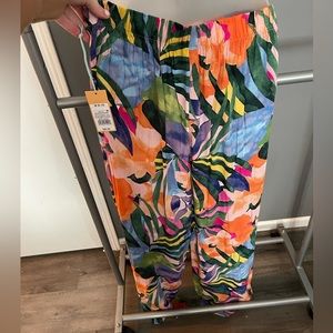 Women’s Shade & Shore Size Medium Tropical Print Slit Swim Cover Up Pants